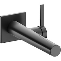 Keuco Ixmo Waschtisch-Einhebelmischer 59516130102 Ausladung 187mm, Schwarzchrom gebürstet, Wandmontage,