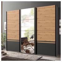 Lomadox Schlafzimmer Schwebetürenschrank mit Spiegel in graphit mit Artisan