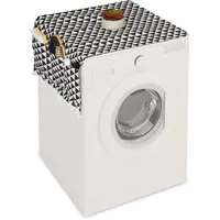 Relaxdays Waschmaschinenauflage mit Taschen, Polyester, Abdeckung Waschmaschine, Trockner, Kühlschrank,