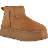 VAN HILL Damen Plateau Boots in Hellbraun