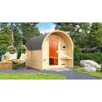 Karibu Fasshaus "lfe" SET naturbelassen mit Ofen 9 kW