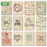 Sigel Geburtstags-Postkarten-Set, "Happy Grassy Birthday", A6, 12 unterschiedliche Geburtstagskarten