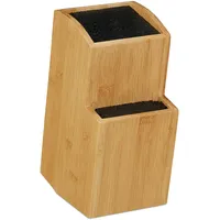 Relaxdays Messerblock Bambus, Messerständer mit Borsten, universal, Messerhalter unbestückt,