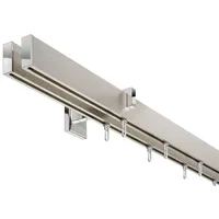 DécoProfi Gardinenstange Innenlauf 2-läufig Set Short rechteckig Silber Eloxiert/Verchromt