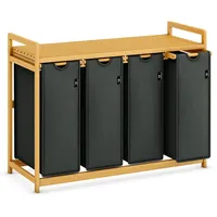 ADEL DREAM AdelDream Wäschekorb mit Bambusrahmen,200 l, 4 Fächer,Wäschesortierer