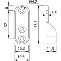 Vasalat Schrankrohrlager Oval 1 für Schrankrohr, 3 Schraublöcher, Zink