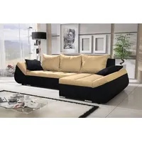 Fun Möbel Ecksofa Sofa KLEO mit Schlaffunktion Schwarz-Gelb Ottomane