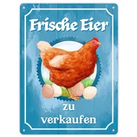 Speecheese Frische Eier zu verkaufen Metallschild XL in 21x28