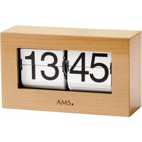 AMS 1175/18 Tischuhr Quarz Holz Buche massiv Klappzahlen Klappzahlenuhr
