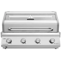 Grillfürst Gasgrill G401E 4-Brenner Edelstahl, Einbau Gasgrill mit Sichtscheibe,