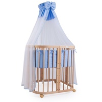 Waldin Babybett aus Holz 7in1 mit Matratze, mitwachsendes Kinder-Bett,Stoffe