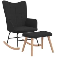 VidaXL Schaukelsessel mit Hocker Schwarz Stoff