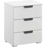 Rauch Möbel Nachtschrank, Weiß, Weiß Hochglanz, Metall, ́3 Schubladen,