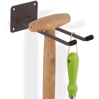 Relaxdays Gerätehalter Wand, Länge 24 cm, Doppelhaken, Wandhaken Garage,