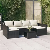 VidaXL 2-tlg. Garten-Lounge-Set mit Kissen Schwarz Poly Rattan