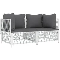 VidaXL 2-tlg. Garten-Lounge-Set mit Kissen Weiß Stahl