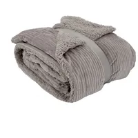 Heimtexland ® super Dicke Cord Kuscheldecke mit flauschigem Sherpa