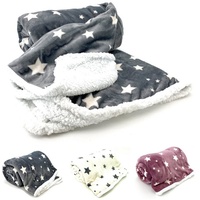 Heimtexland ® Soft Touch Kuscheldecke Sterne Sherpa Plüsch XL