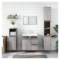 VidaXL 3-tlg. Badmöbel-Set Grau Sonoma Holzwerkstoff