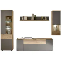 HBZ MEBLE BZ 5110 Anbauwand inkl. Beleuchtung Grau/Braun inkl.