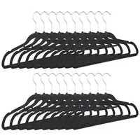 Relaxdays 60 x Kleiderbügel schmal Samt Schwarz,Silber