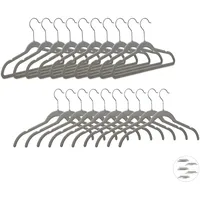 Relaxdays Kleiderbügel Samt, platzsparende Bügel, rutschfester Velourbezug, Haken 360°