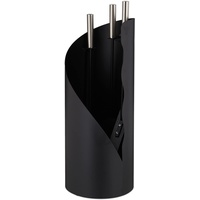 Relaxdays Kaminbesteck modern, 4-teilige Kamingarnitur mit Schürhaken, Ascheschaufel, Kaminbesen