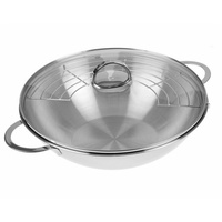 Gräwe Wok 32 cm mit Glasdeckel und Ablagegitter,