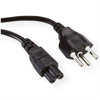 Value Netzkabel T12 auf C5, 3polig, schwarz, 1 m