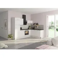 OPTIFIT Winkelküche L-Form 270 cm weiß hochglänzend