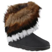 VAN HILL Damen Warm Gefütterte Winter Boots Stiefeletten Kunstfell