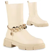 VAN HILL Damen Plateaustiefel in Beige