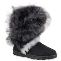 VAN HILL Damen Warm Gefüttert Winter Boots Stiefeletten Kunstfell