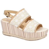 GEOX Sakely Plateau Sandale weiß beige für Damen, weiß,