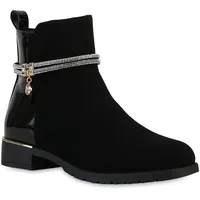 VAN HILL Damen Klassische Stiefeletten in Schwarz Lack