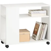 SoBuy Beistelltisch Weiß, Holzwerkstoff, 70x60x35 cm, Arbeitszimmer, Container