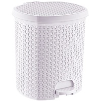 KEEEPER Rattan 21l Mülleimer mit Tretpedal, Tjark, Nordic White