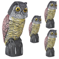 Relaxdays 4 x Vogelschreck Eule, mit Wackelkopf, stehende Dekofigur,