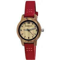 Holzwerk Germany CLARA Gehäusebreite 0 mm Holzgehäuse dunkelrot Lederarmband