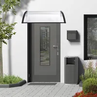 [en.casa] Vordach ’Mellerud’ Polycarbonat 120 x 100 cm Schwarz/Transparent