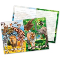 Folat 62010 Safari-Party Einladungskarten - 8 Stück, Mehrfarbig