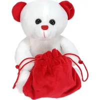 BEMIRO Weißer Teddybär klein mit rotem Sack zum Befüllen