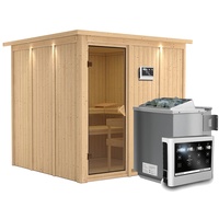 Karibu Sauna Rodin-9kWBioofen-Steuergerät-Inkl.Dachkranz