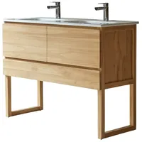 Tikamoon Waschtisch aus Teakholz mit Waschbecken aus Keramik 120