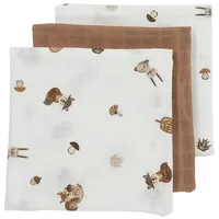Meyco Baby Forest Animals Toffee Musselin 70x70cm - 3-Pack