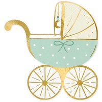 Partydeco Servietten Kinderwagen 20 Stück 14x15cm 3-lagig Papierservietten Baby