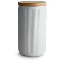 Springlane Keramik Vorratsdosen mit Holzdeckel Stripes, Kautschukholz-Deckel, Aufbewahrungsdosen, Frischhaltedosen