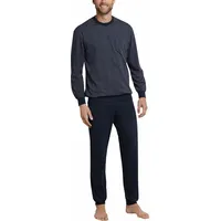 SCHIESSER Schlafanzug Lang Mit Bündchen - Nightwear Pyjamaset, Dunkelblau_159620,