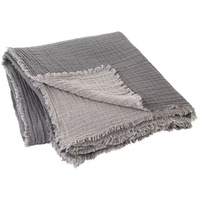 BLOMUS Decke Double, Wolldecke, Sofadecke, Kuscheldecke, Baumwolle, Steel Gray,