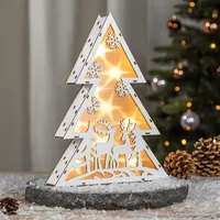 Spetebo LED Tannenbaum aus Holz 30 cm - Rentiere